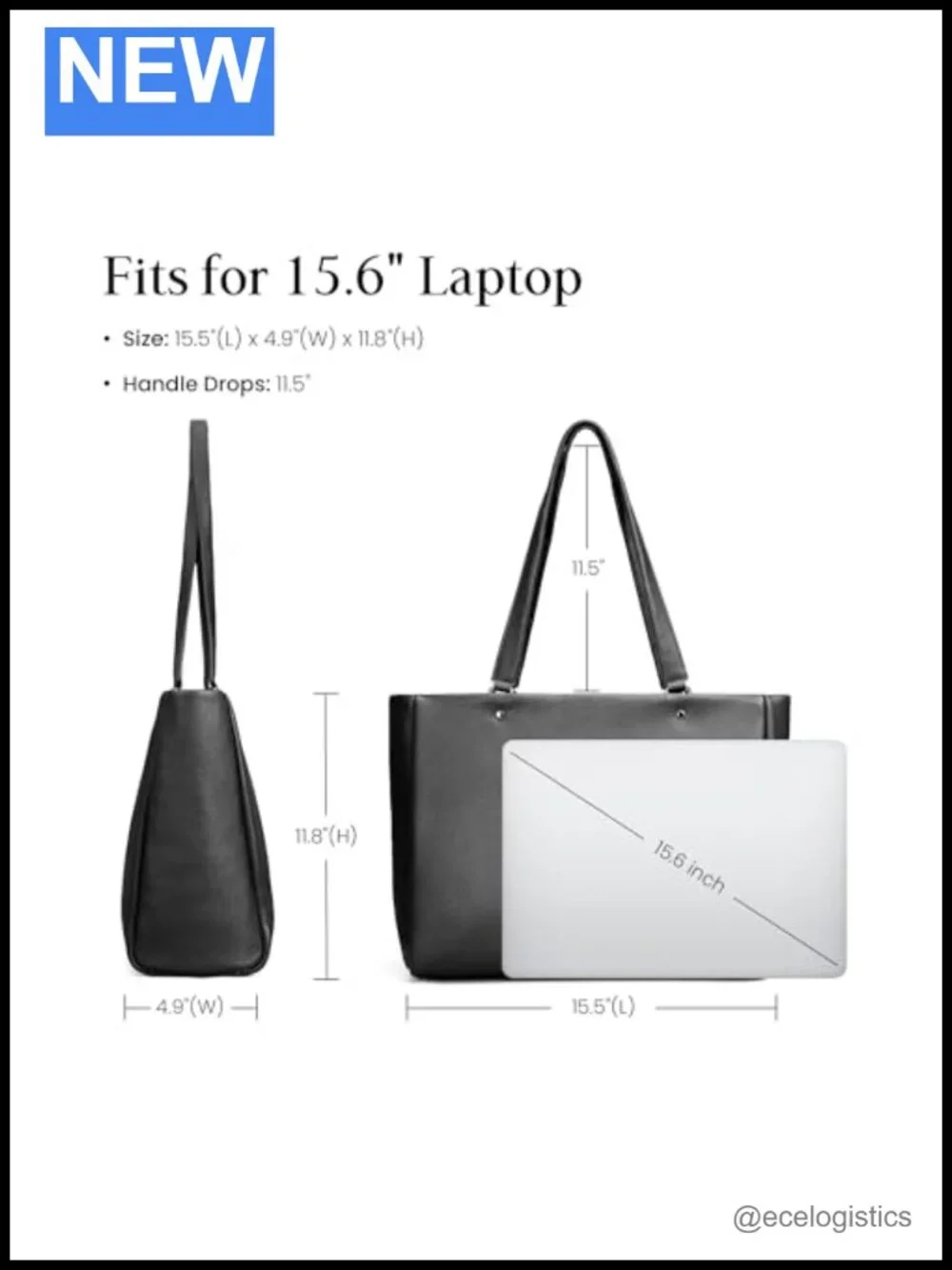 Genuine Leather Tote Bag with Padded 15.6